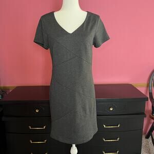 NWOT AGB Women Dark Gray Short Sleeve Sheath Dress Size 12